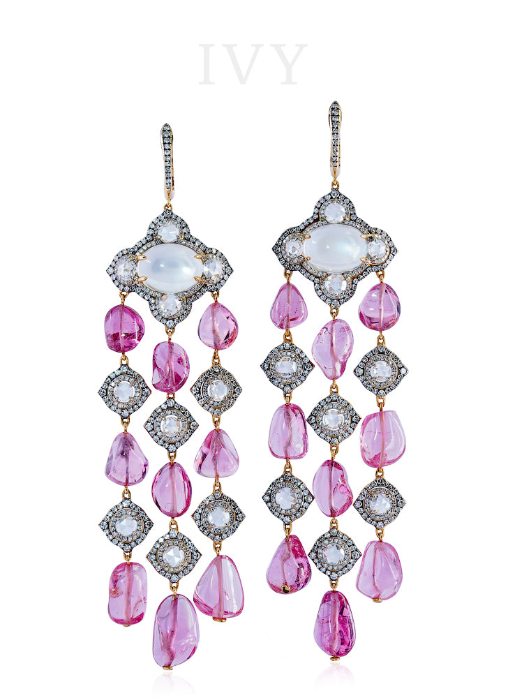 Pink Spinel Wind Chime Earrings