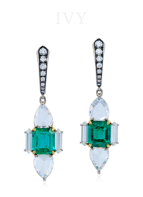 Emerald Colombia and Diamond Earrings