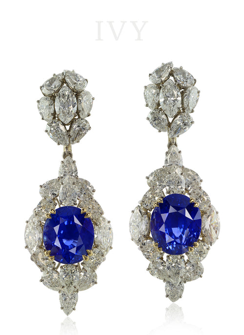 La Boheme Blue Sapphire and Diamond Earrings