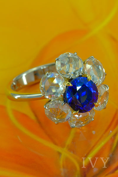 Royal Blue Sapphire and Diamond Ring