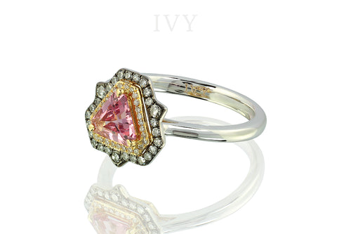 Spiky Triangle Ring with Pink Spinel and Diamond