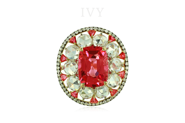 PINK SPINEL AND DIAMOND RING, IVY