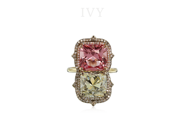 PINK SPINEL AND DIAMOND RING, IVY