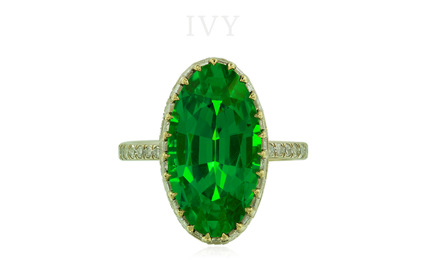 TSAVORITE GARNET AND DIAMOND RING, IVY