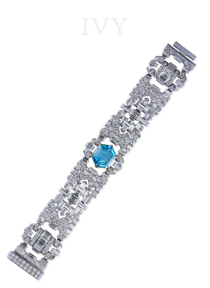 Antique Aquamarine and Diamond Bracelet