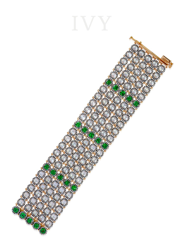 Moonstone, Tsavorite and Diamond Bracelet