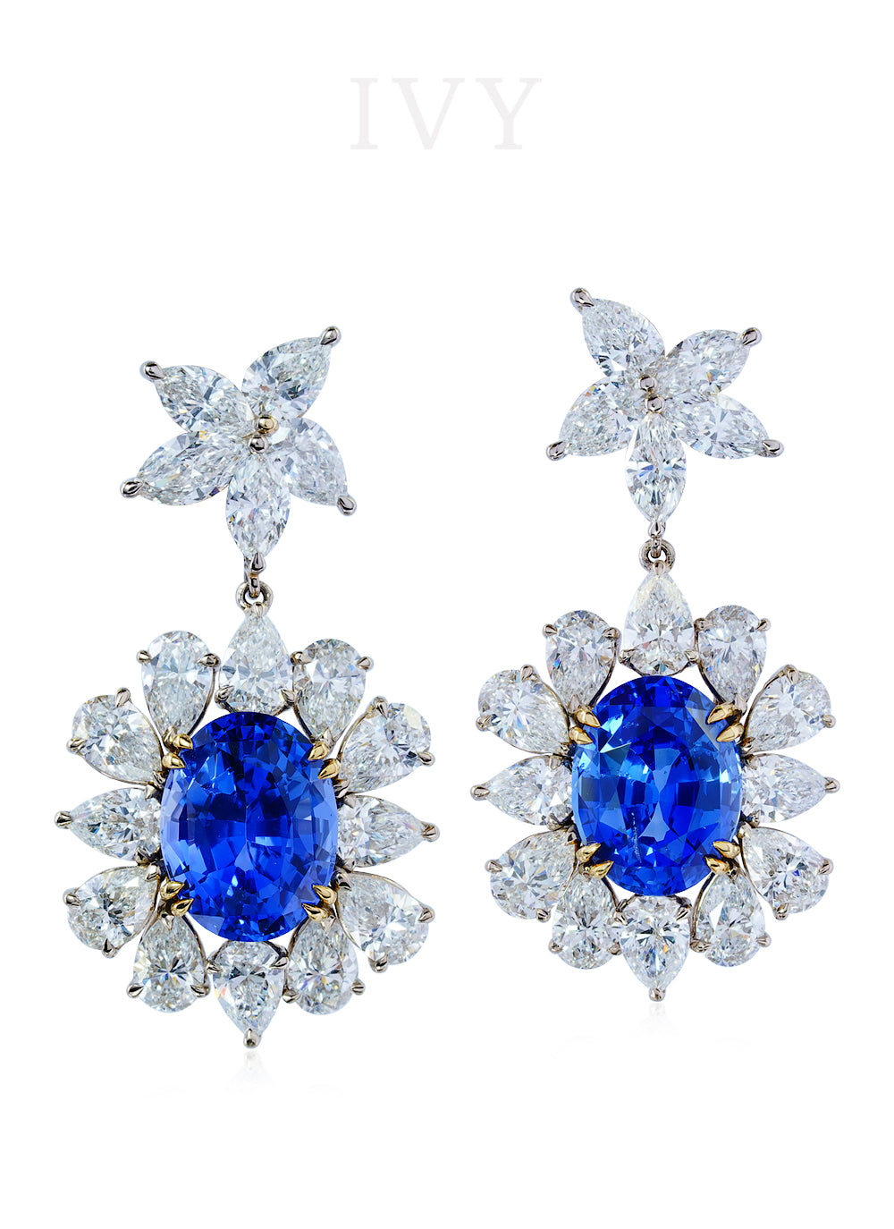 Dancing Stars Blue Sapphire and Diamond Earrings