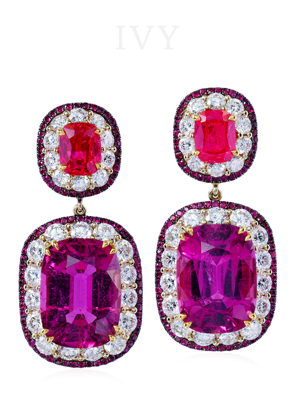 L’amoureuse Earrings with Rubellite, Red Spinel and Diamond