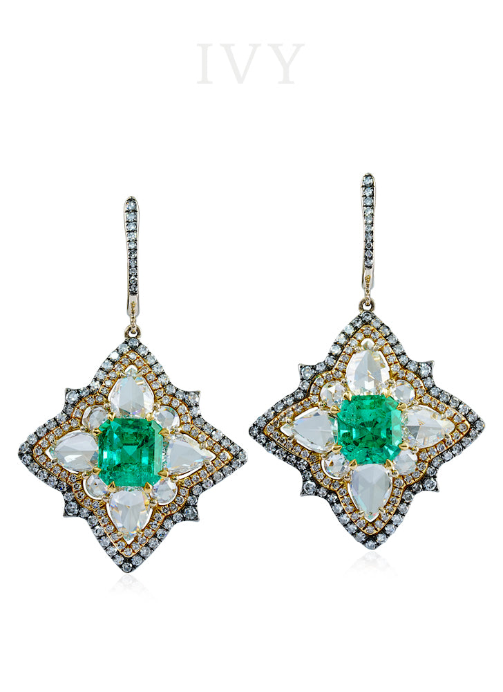 Emerald and Diamond Earrings