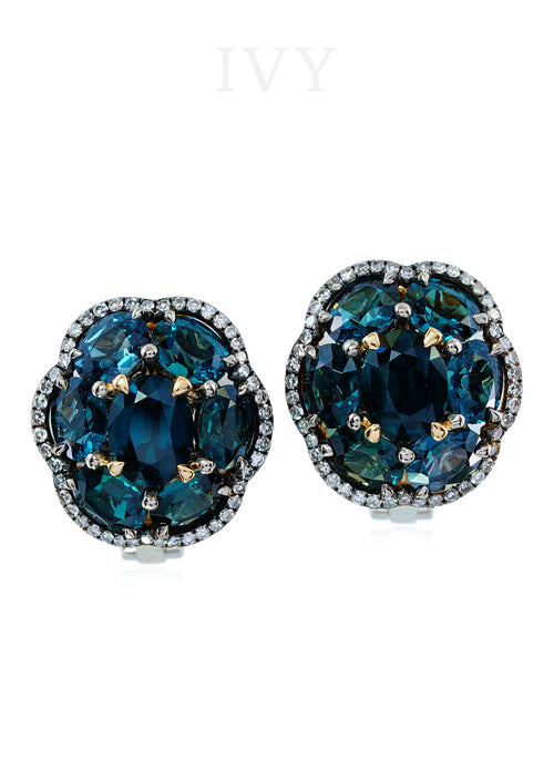 Color Change Garnet and Diamond Earrings