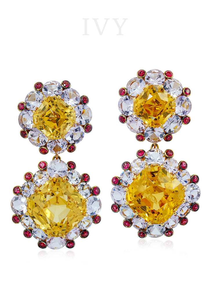 Danburite, Spinel and Diamond Earrings