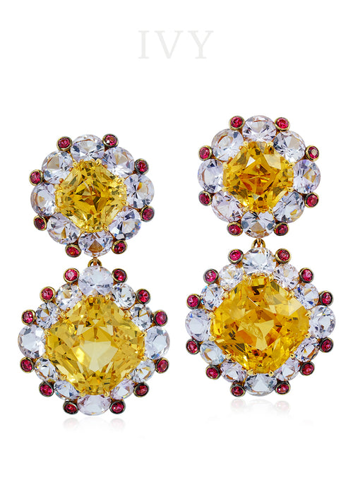 Danburite, Spinel and Diamond Earrings