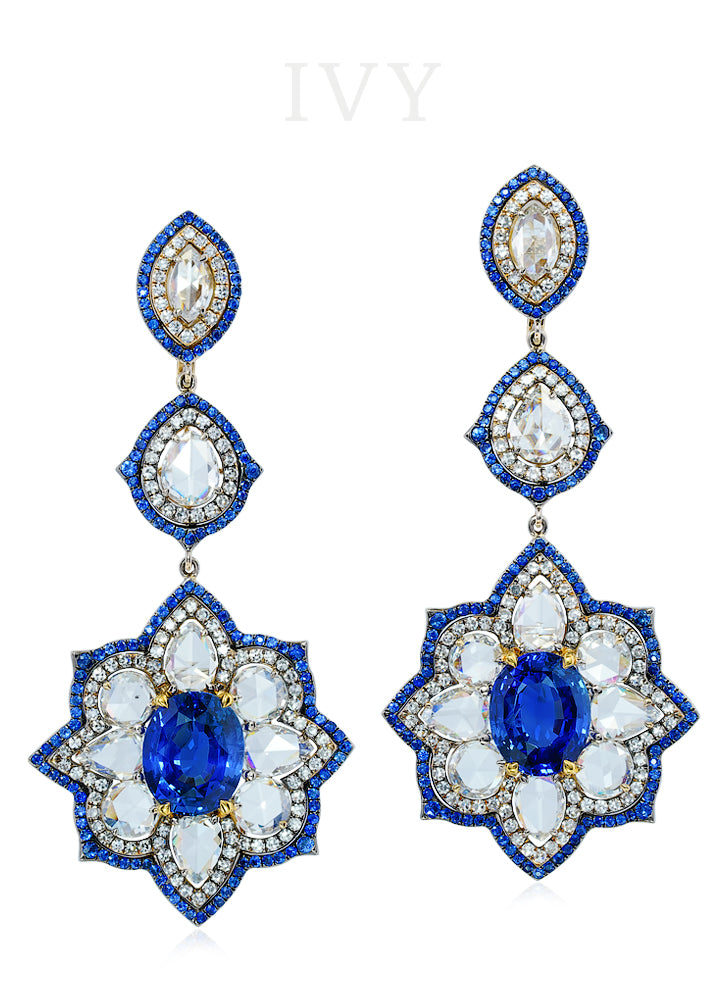 Ceylon Blue Sapphire and Diamond Earrings