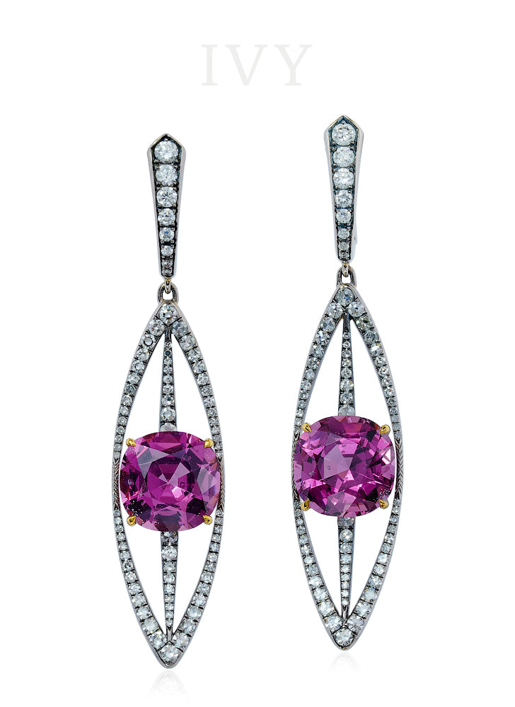 Spinel and Diamond Earrings