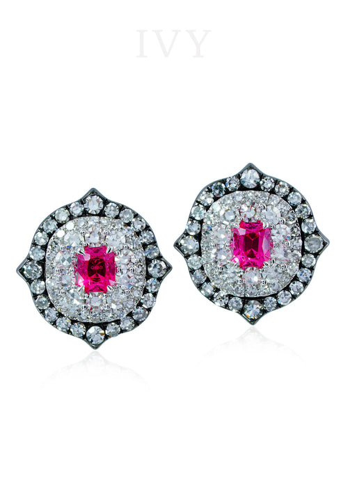 Pink Spinel and Diamond Earrings