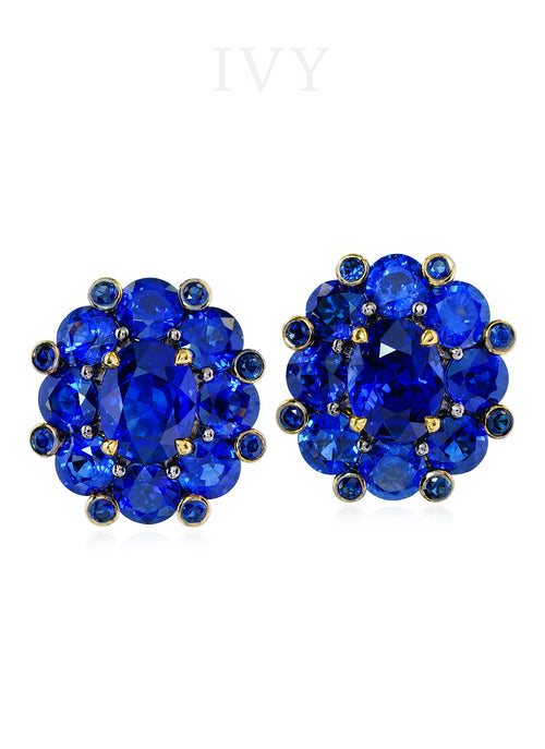 Blue Sapphire Crown Earrings