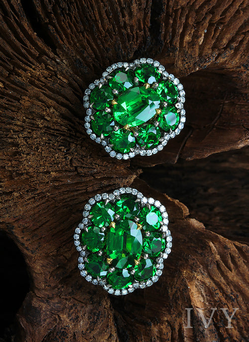 Tsavorite and Diamond Earrings