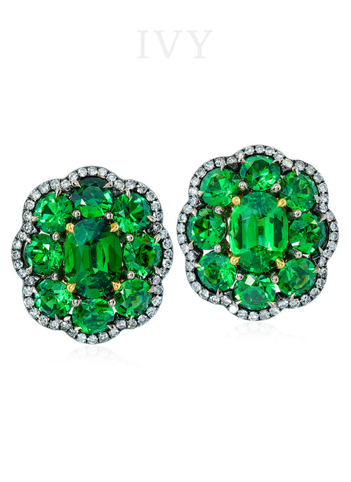 Tsavorite and Diamond Earrings