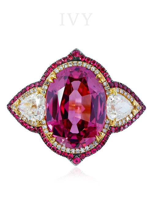 Pamir Pink Spinel and Diamond Ring
