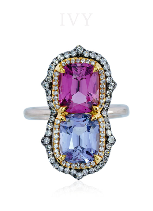 Spinel and Diamond Gemini Ring