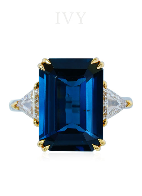 Blue Spinel and Diamond Ring