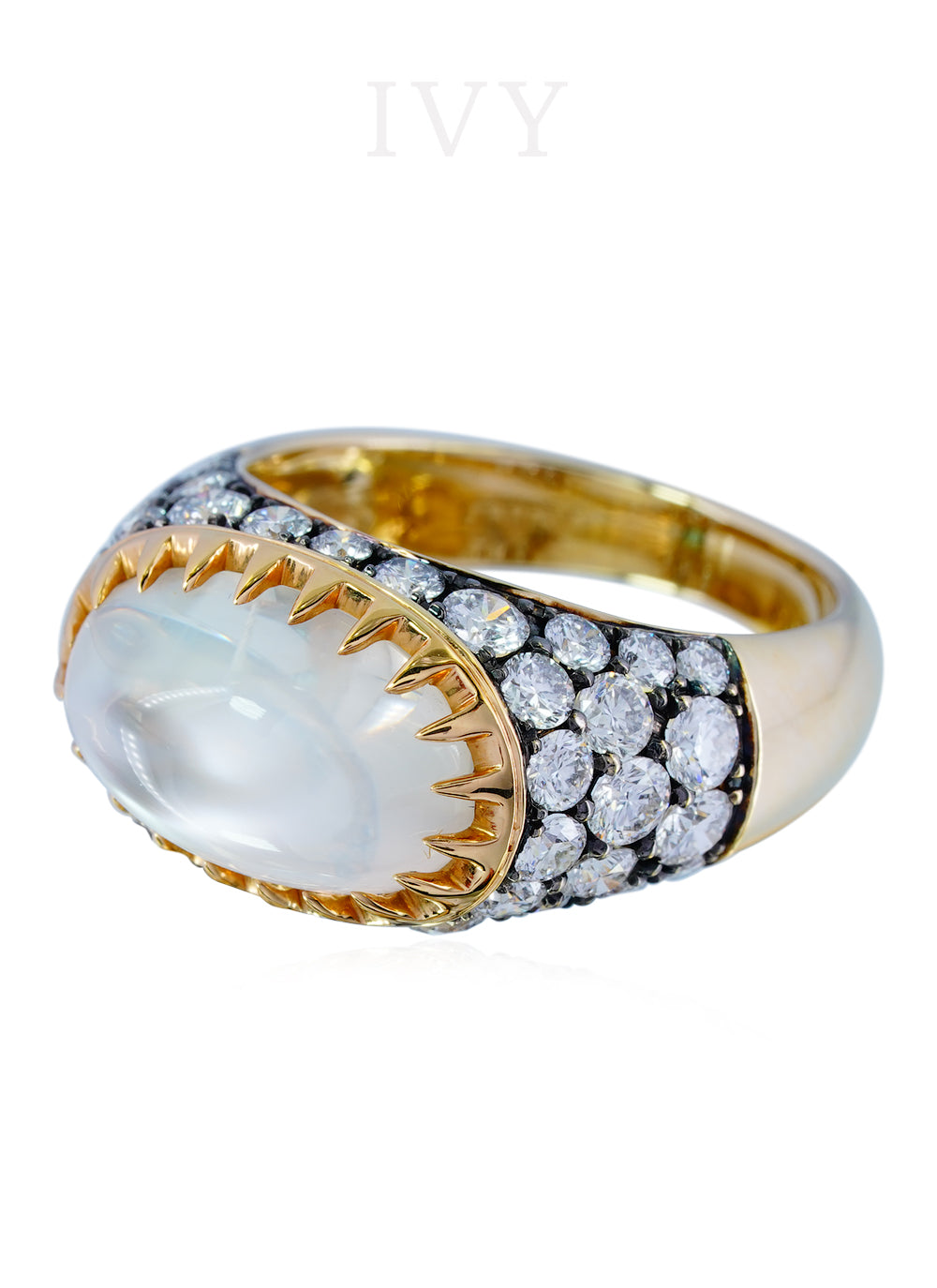 Moonstone and Diamond Ring