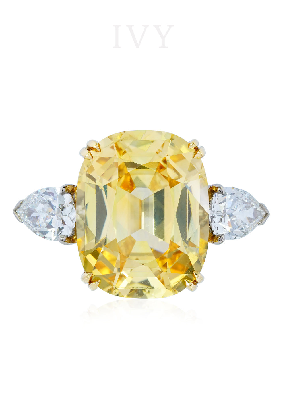 Fancy yellow pear shaped diamond ring