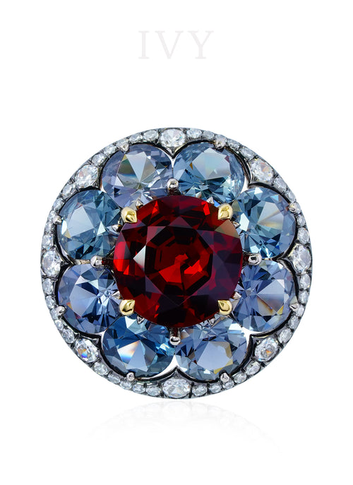 Spinel and Diamond Disco Ring