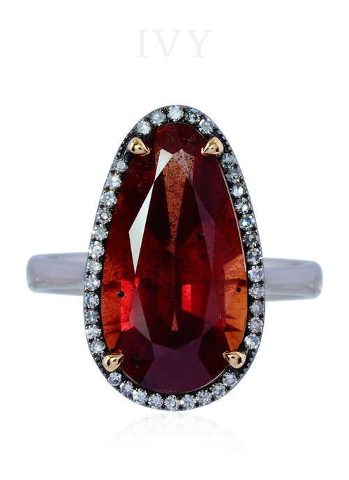 Padparadscha Sapphire and Diamond Ring