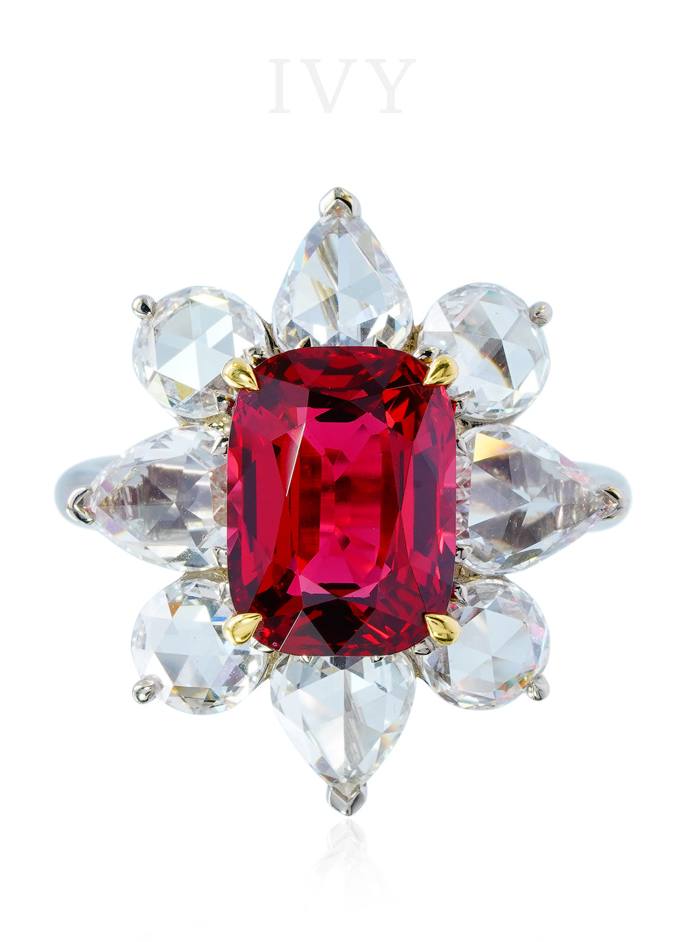 Red Spinel and Diamond Ring