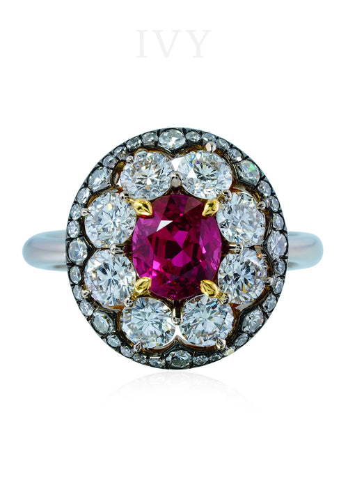 Burma Ruby and Diamond Ring
