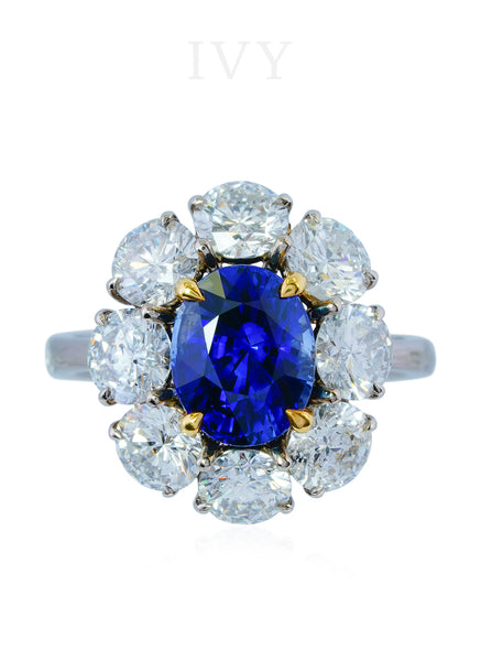 Blue Sapphire and Diamond Ring