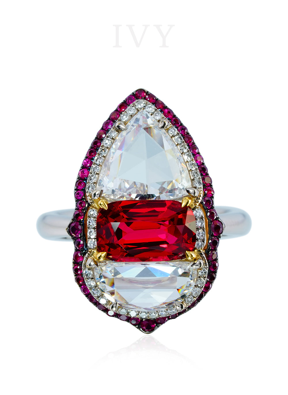 Red Spinel and Diamond Ring