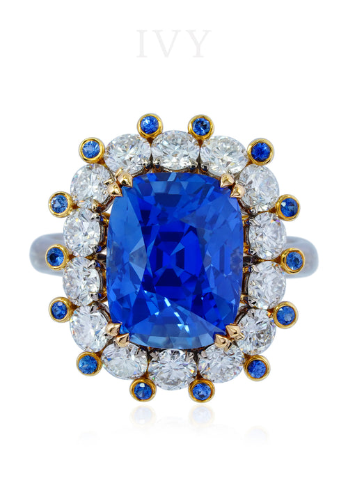 Ceylon Blue Sapphire and Diamond Crown Ring