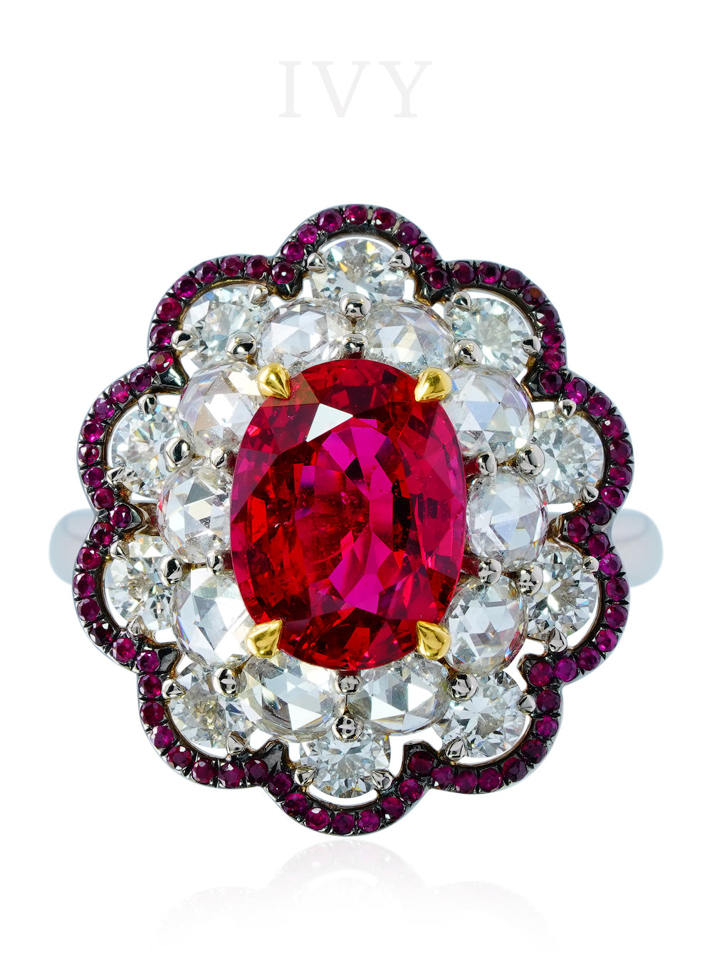 Spinel Ruby and Diamond Ring