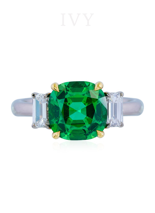 Green Tourmaline and Diamond Ring