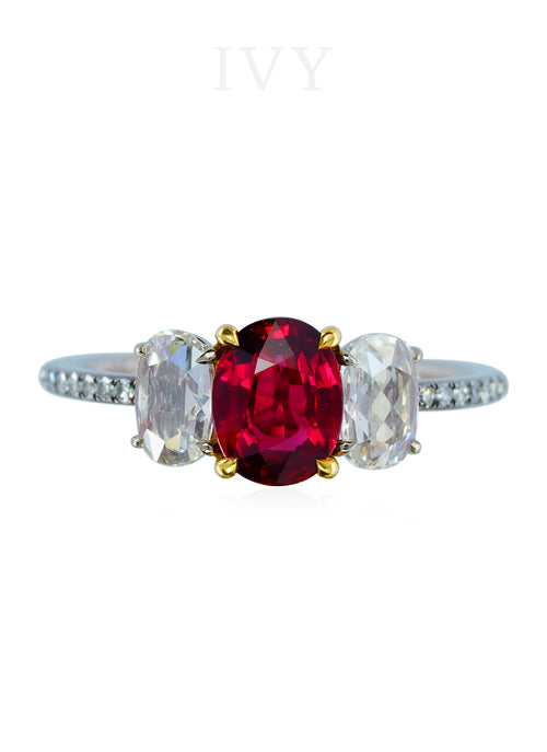 Ruby and diamond ring white gold