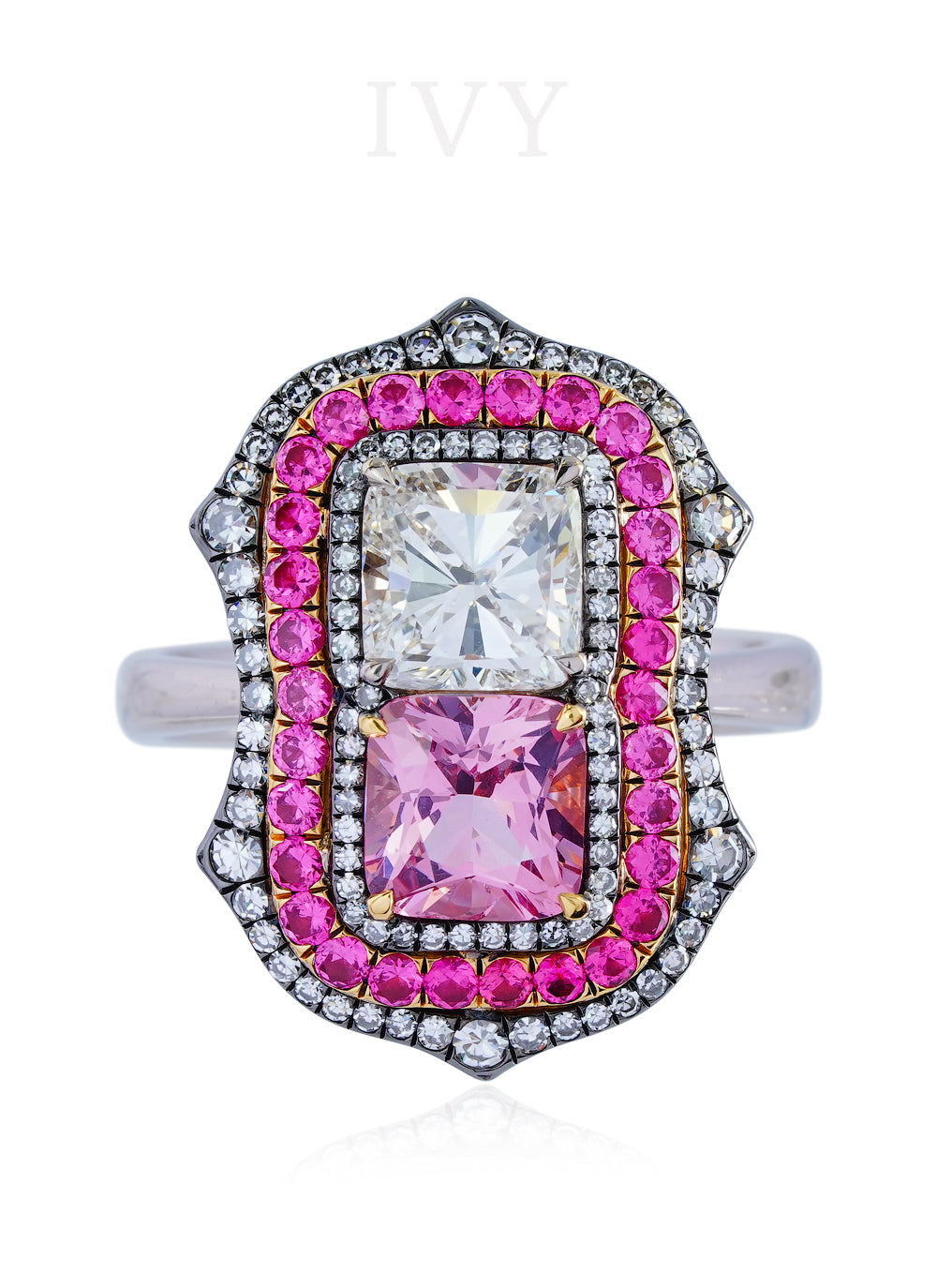 Pink Spinel and Diamond Gemini Ring