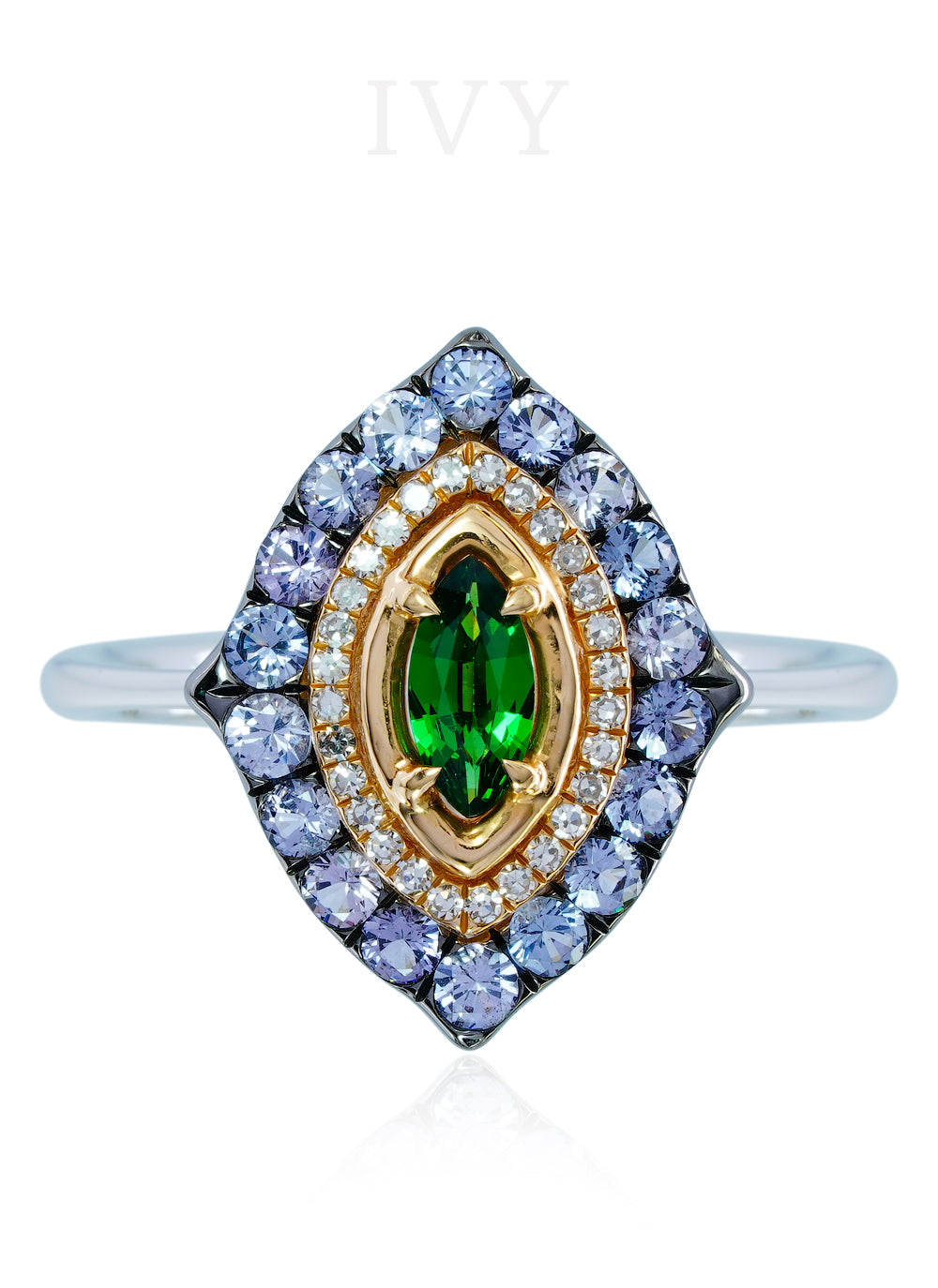 La Marchesa Ring with Tsavorite and Grey Spinel