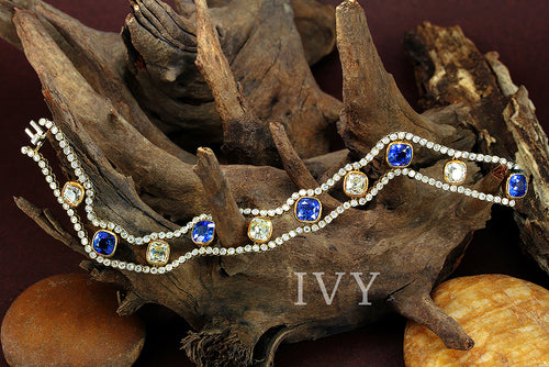 Blue Sapphire and Diamond BraceletBlue Sapphire and Diamond Bracelet