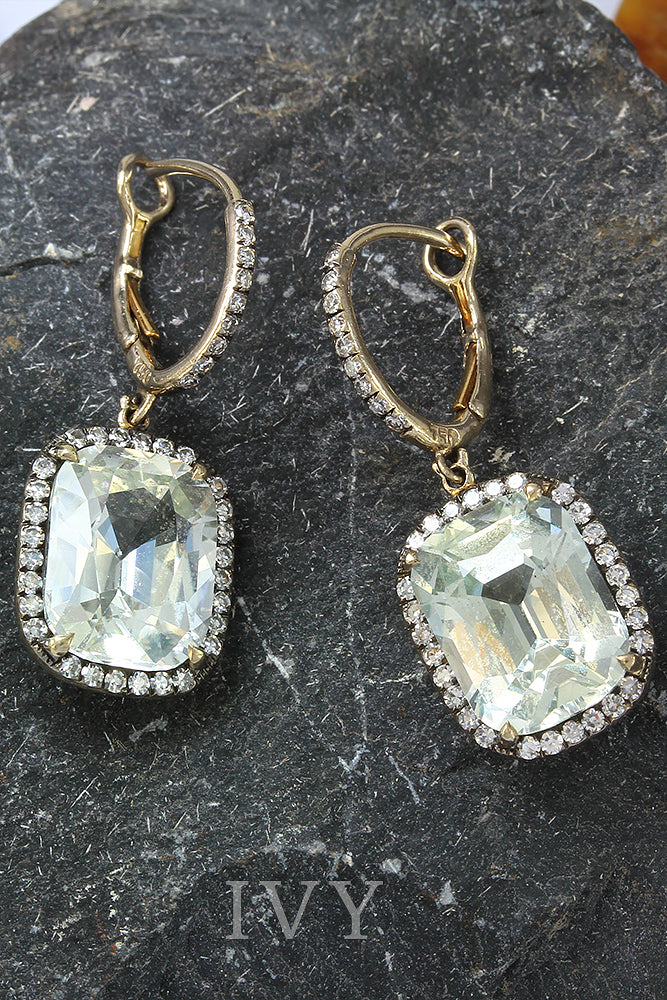 White Sapphire and Diamond Earrings