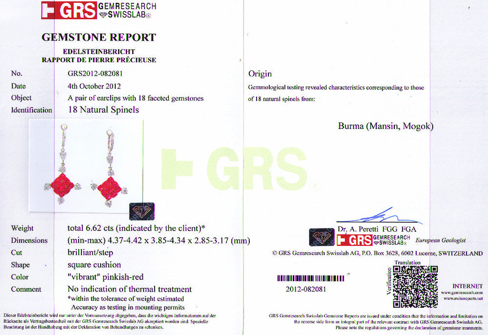 Red Spinel and Diamond Earrings