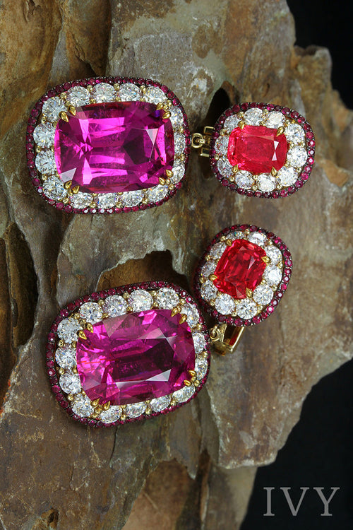 Rubellite and Diamond Earrings