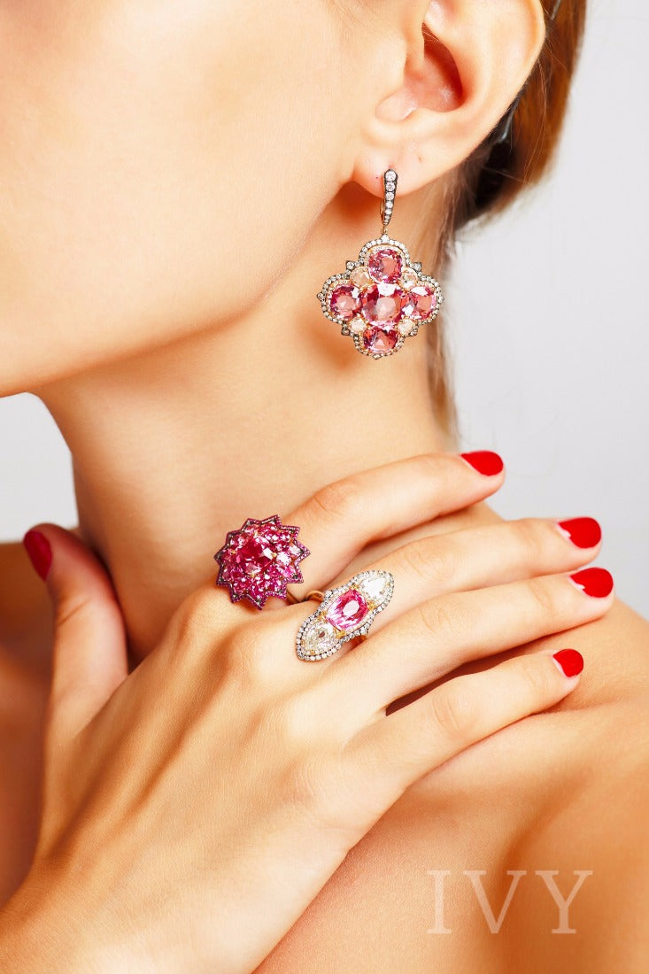 Pink Spinel and Ruby Ring