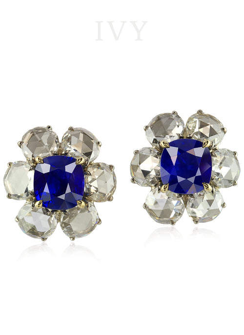 Blue Sapphire and Diamond Earrings