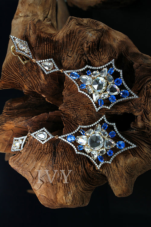 Cobalt Blue Spinel and Diamond Earrings
