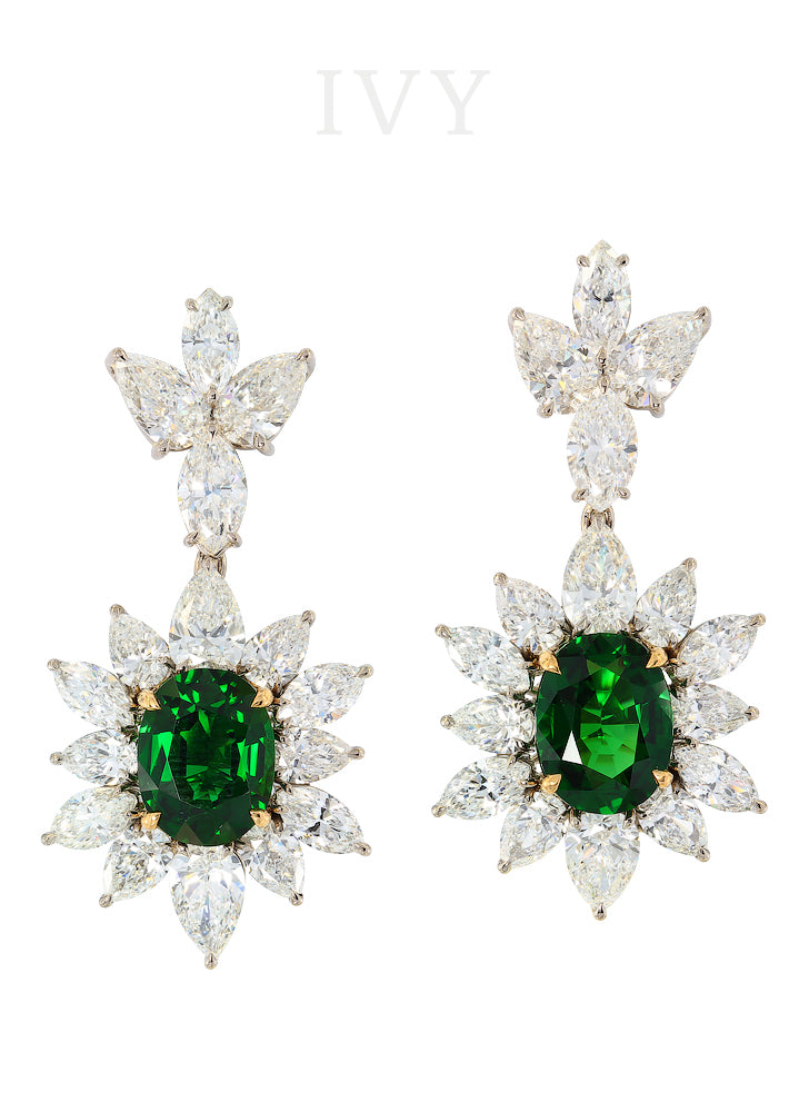 L’ Ange du Soleil Earrings with Chrome Tourmaline and Diamond