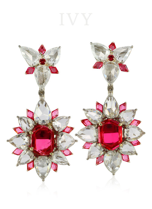 Red Spinel and Diamond Earrings