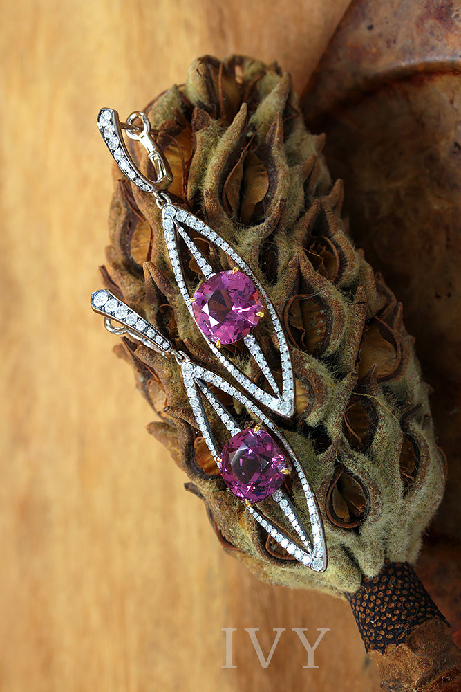 Spinel and Diamond Earrings