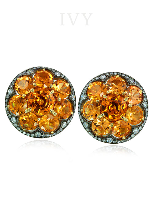 Mandarin Garnet and Diamond Disco Earrings